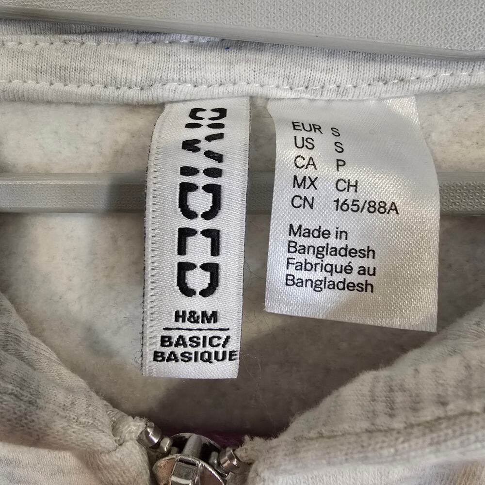Women's H&M Divided Gray Cropped Full Zip Hoodie Sweatshirt | Size Small - Picture 8 of 9